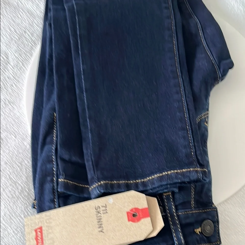 LEVI 711 SKINNY UNISEX Dark Blue Skinny Jeans SIZE 24 BRAND NEW - Picture 4 of 4